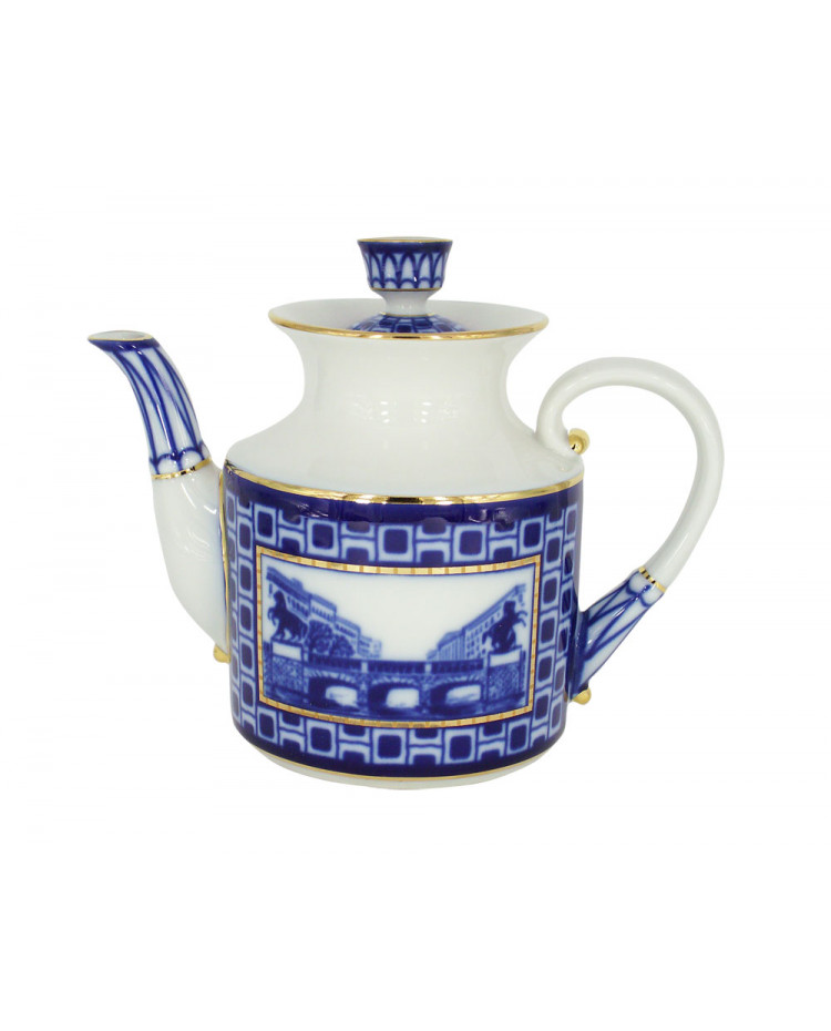LOMONOSOV IMPERIAL PORCELAIN TEAPOT BRIDGES OF PETERSBURG